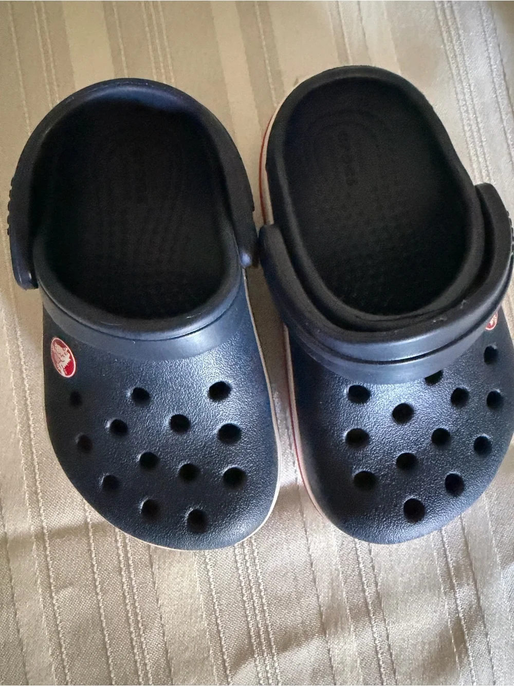 Crocs Kids' Classic Clog in Navy Red Stripes Size 5